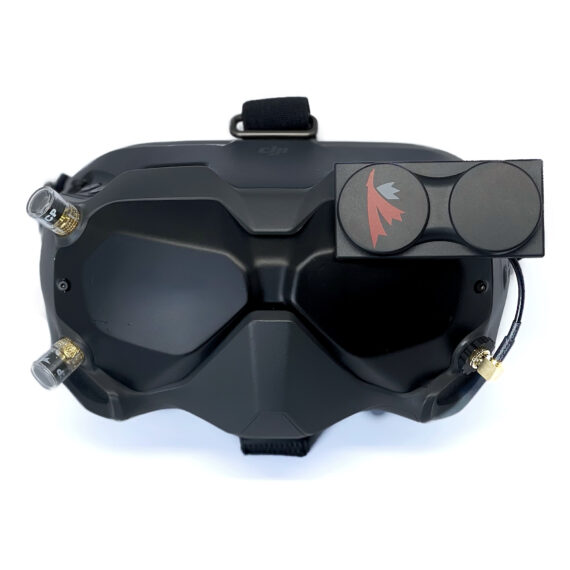 DJI FPV Goggle headset with X-Air 5.8 MK II and clear Singularity Stubby antennas