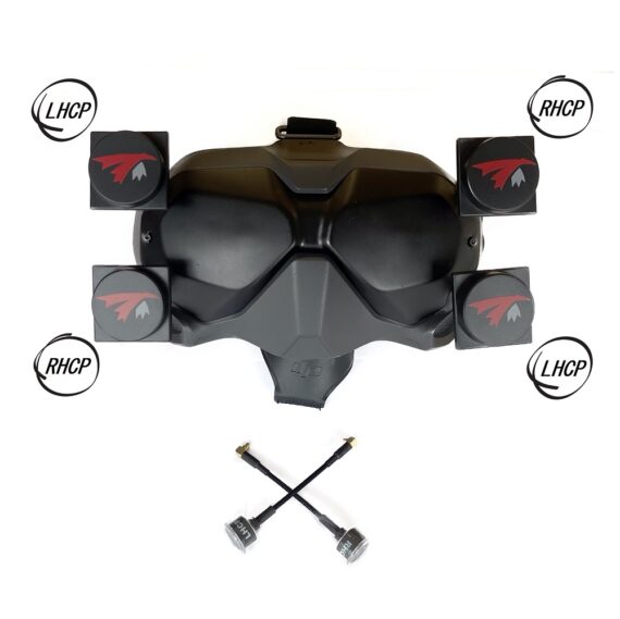 5.8 GHz LHCP and RHCP "X" antenna set for DJI FPV by TrueRC Canada on DJI FPV Digital System goggles
